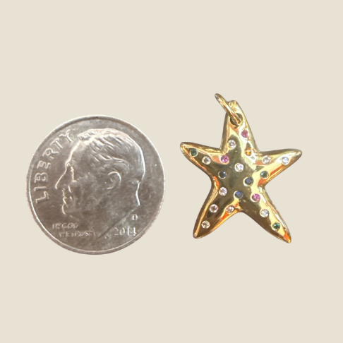 Multi Color Stone Starfish Charm