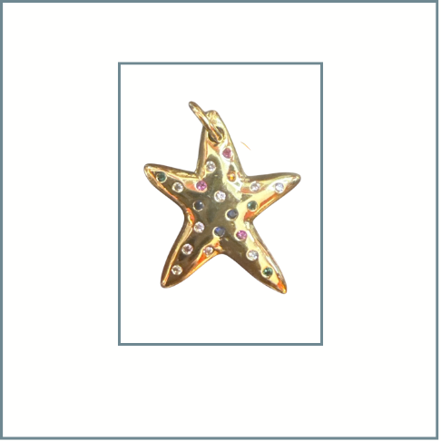 Multi Color Stone Starfish Charm