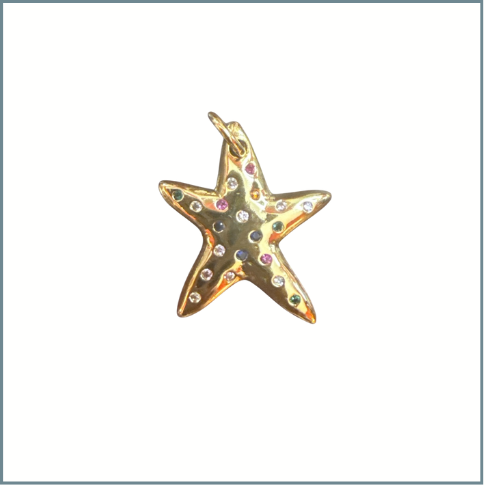 Multi Color Stone Starfish Charm