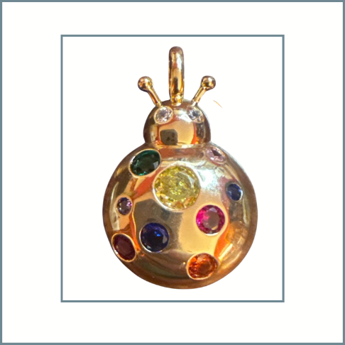Multi Stone Large Lady Bug Charm