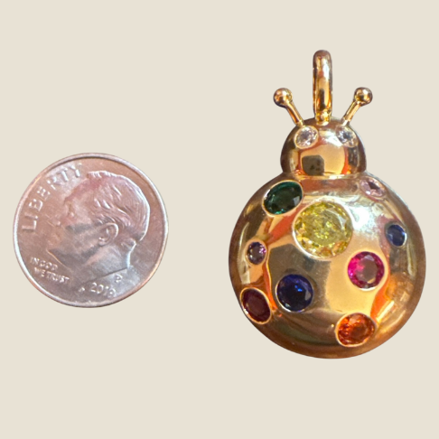 Multi Stone Large Lady Bug Charm