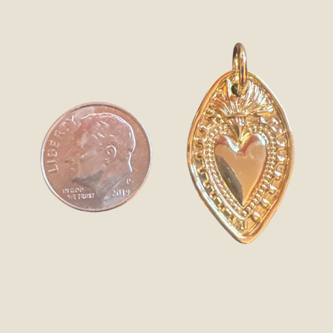 Oblong Heart Pendant Charm