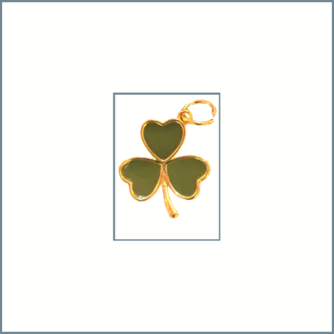 Olive Green Enamel Shamrock Charm