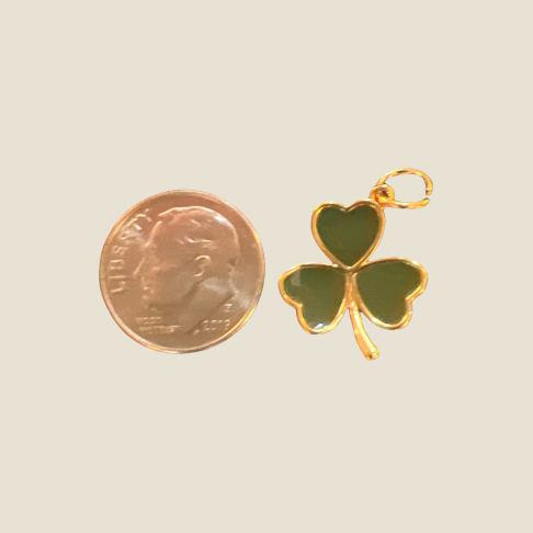 Olive Green Enamel Shamrock Charm