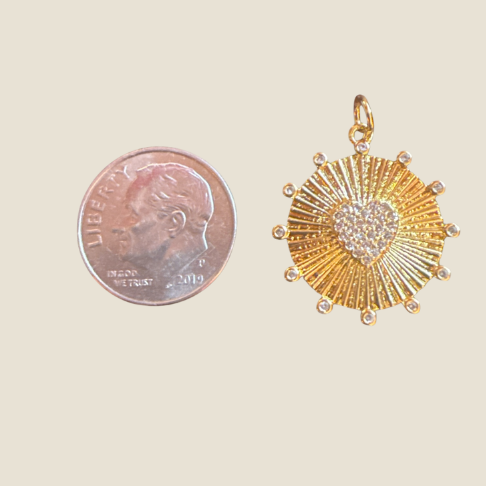 Pave Embellished Heart Coin Charm