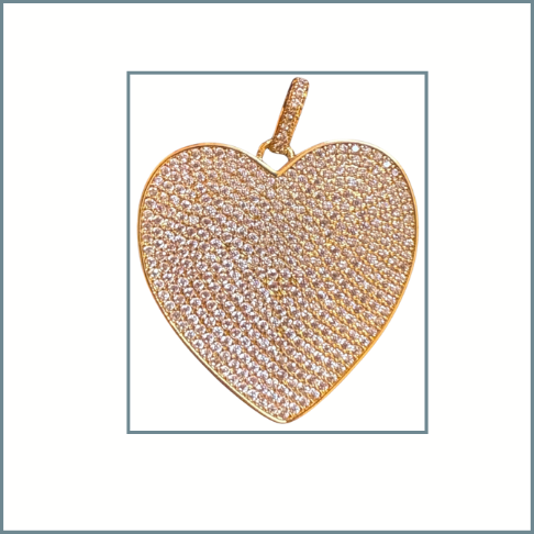Pave Encrusted Large Heart Pendant