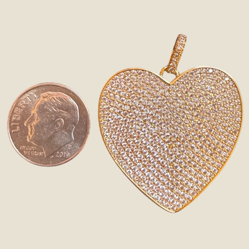 Pave Encrusted Large Heart Pendant