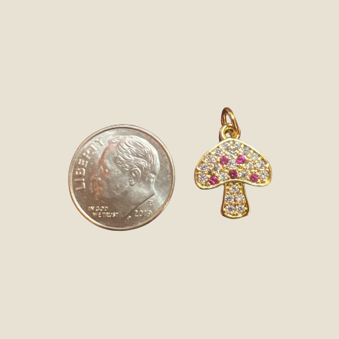 Pave Mushroom Pink Charm