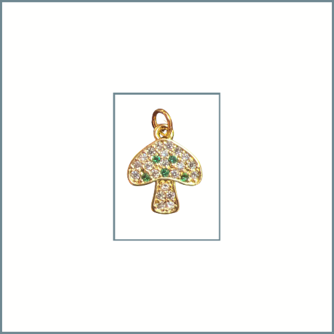 Pave Mushroom Green Charm