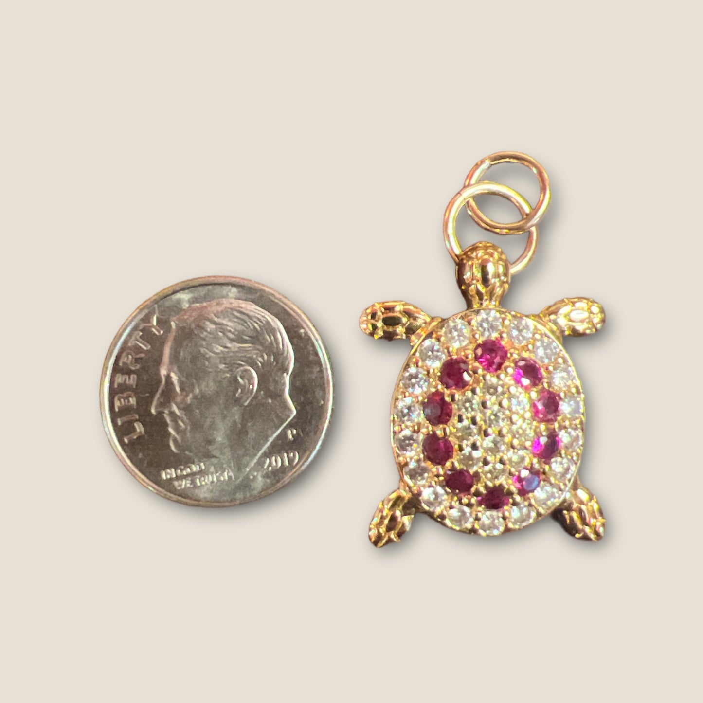 Magenta Micro Pave Turtle Charm