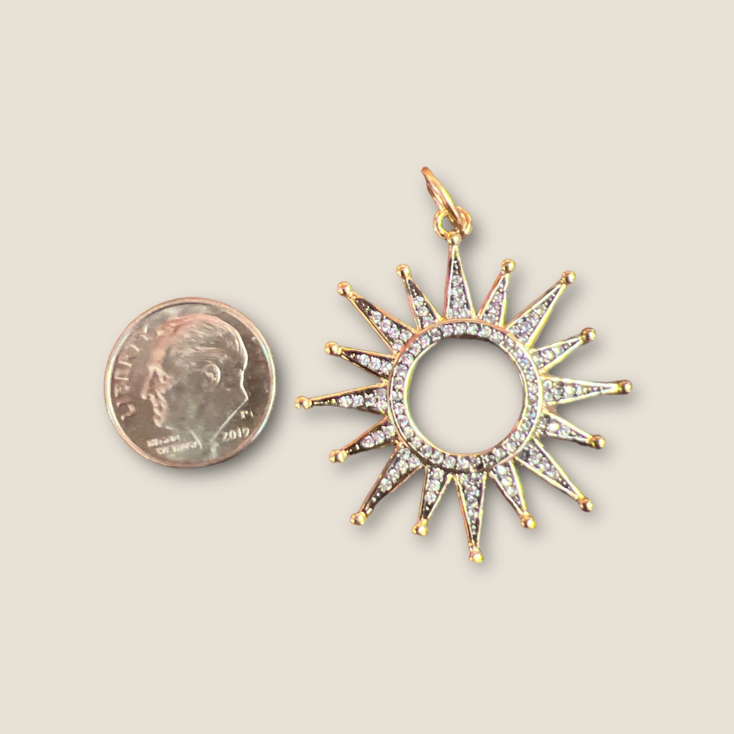 Micro Pave Sunburst Charm