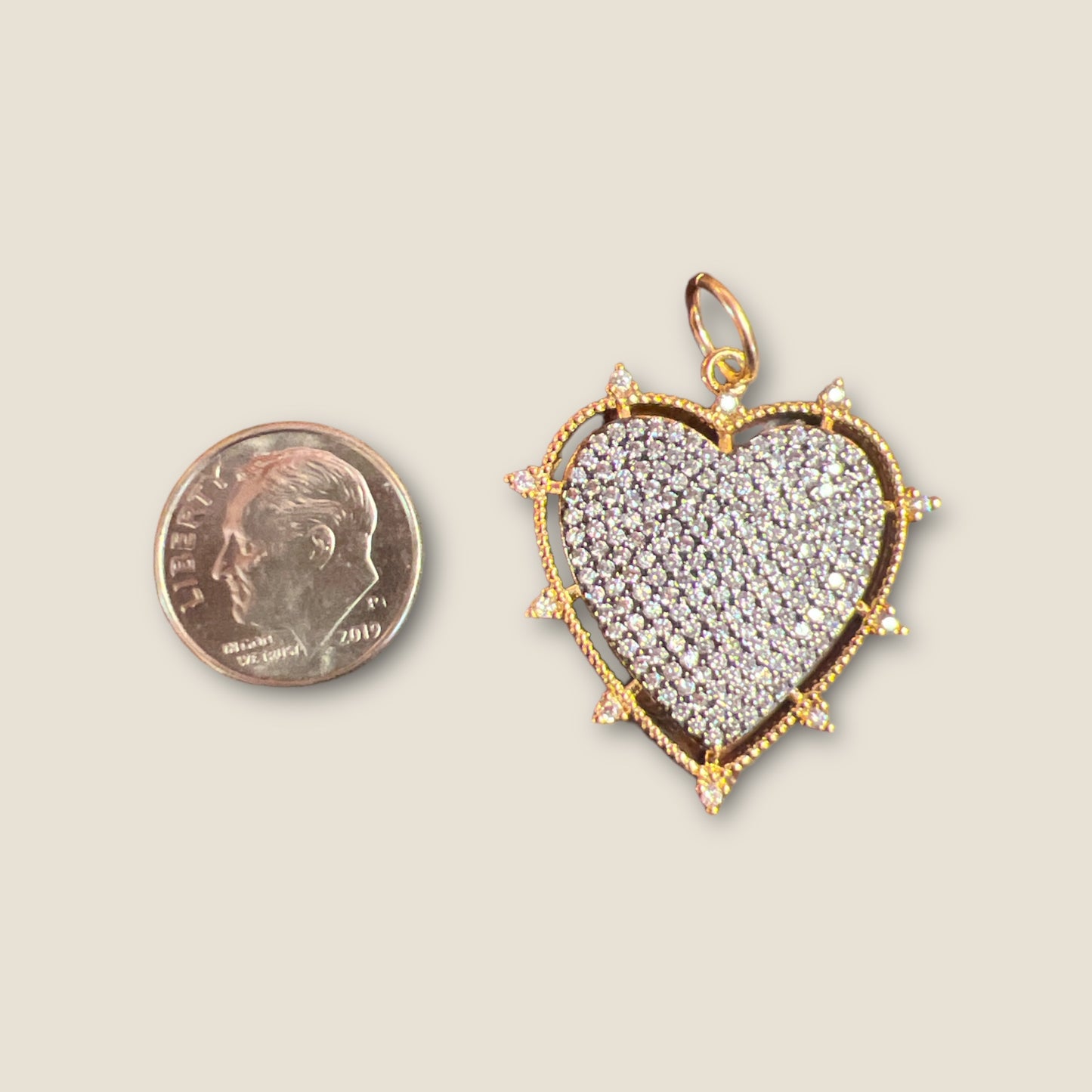 Micro Pave Spiked Heart Charm