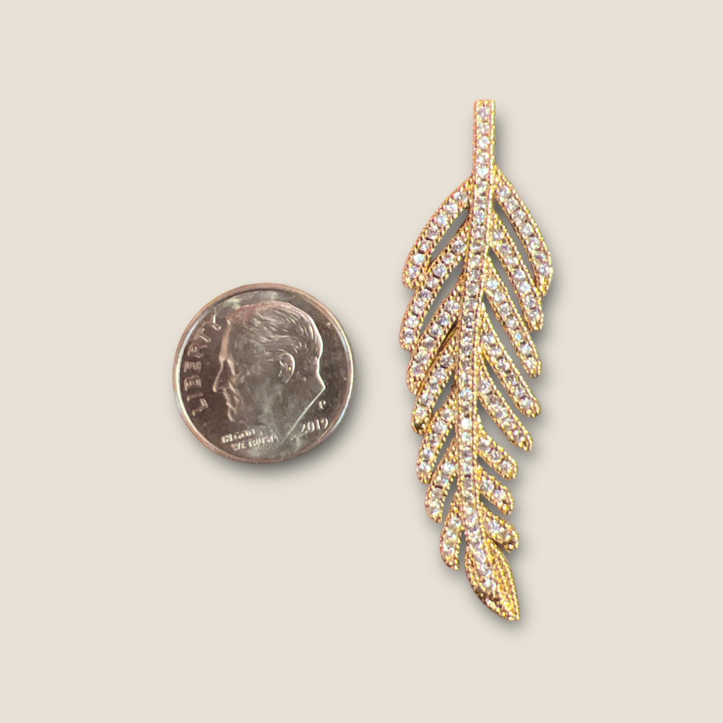 Micro Pave Feather Charm