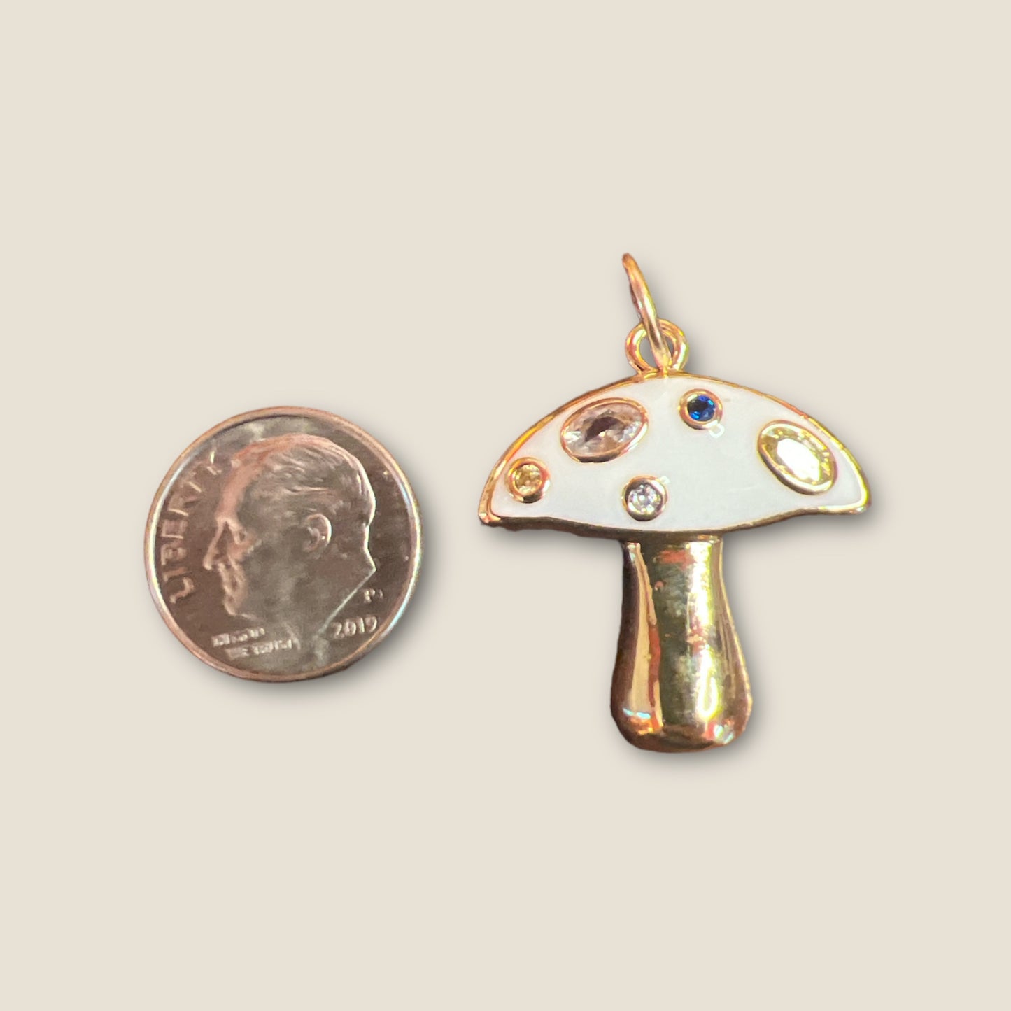 White Enamel Mushroom Charm