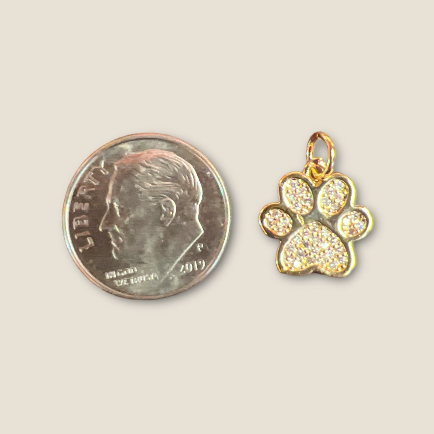 Micro Pave Dog Paw Charm