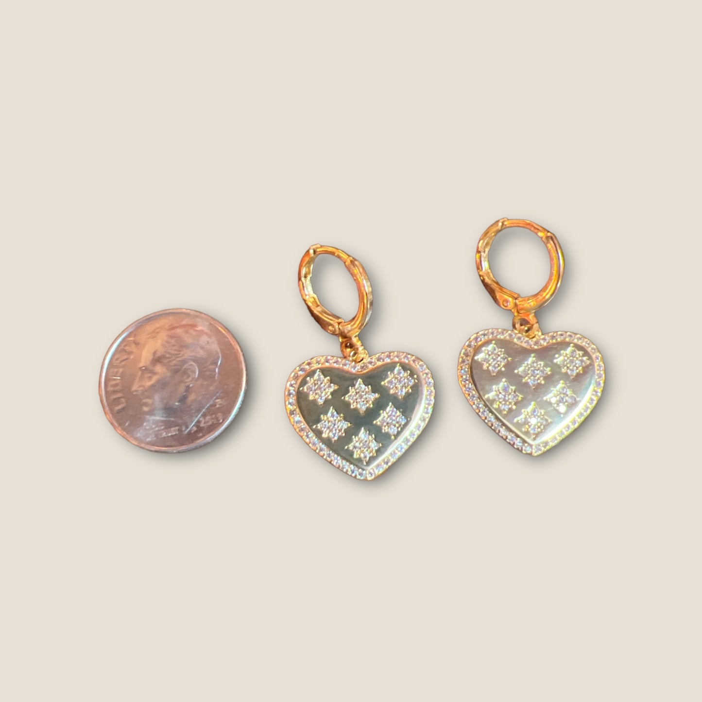 Micro Pave Star Heart Earrings