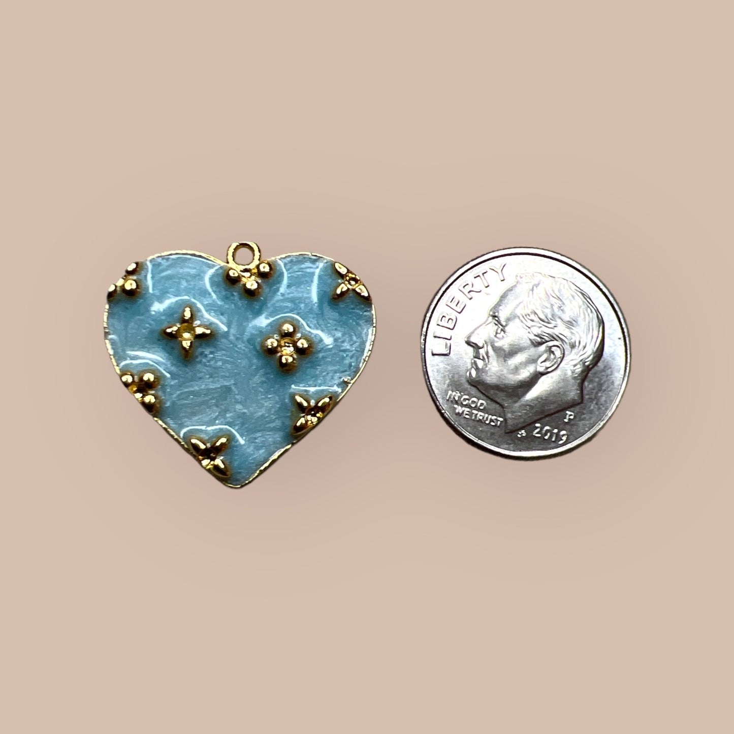 Turquoise Enamel Heart Charm