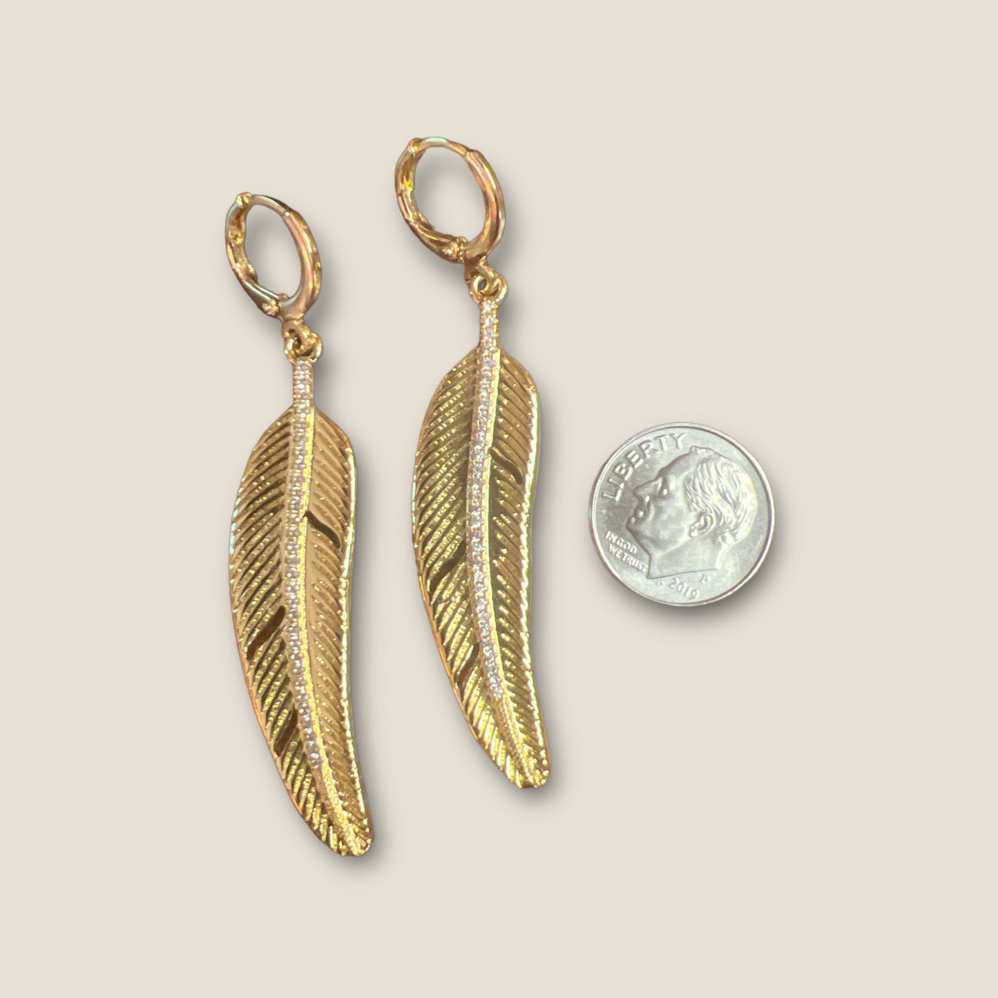 CZ Micro Pave Feather Earrings