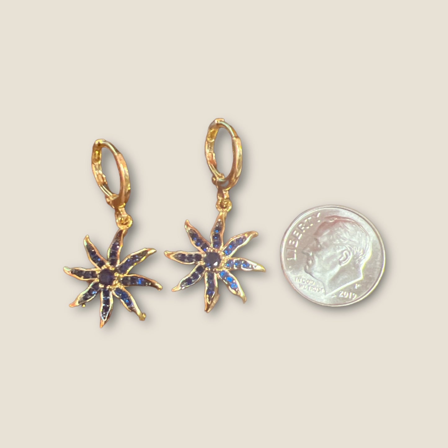 Cobalt Zirconia Pave Starfish Earrings