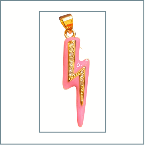 Pink Enamel Embellished Lightning Bolt Charm