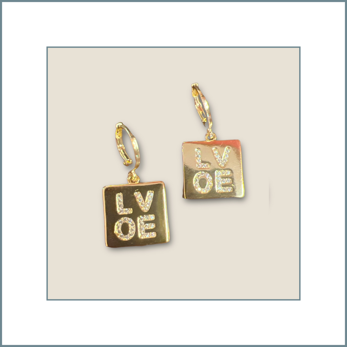 Micro Pave Love Square Earrings