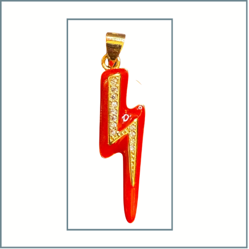 Red Enamel Embellished Lightning Bolt Charm