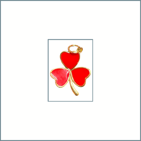 Red Enamel Shamrock Charm