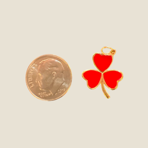 Red Enamel Shamrock Charm