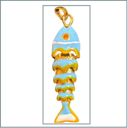 Turquoise Articulated Fish Charm