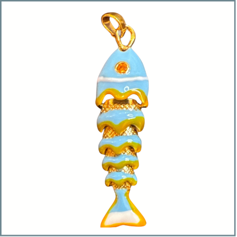 Turquoise Articulated Fish Charm