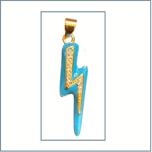 Turquoise Enamel Embellished Lightning Bolt Charm