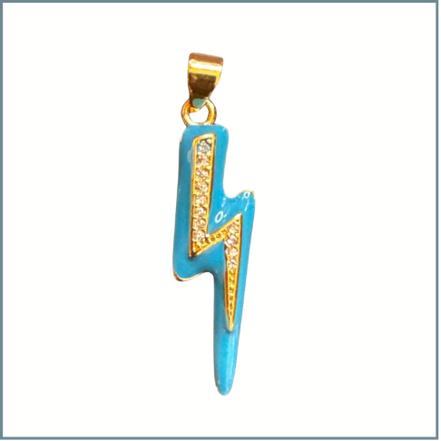 Turquoise Enamel Embellished Lightning Bolt Charm