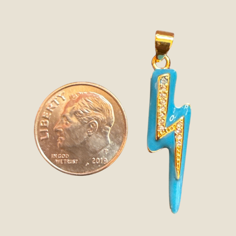 Turquoise Enamel Embellished Lightning Bolt Charm