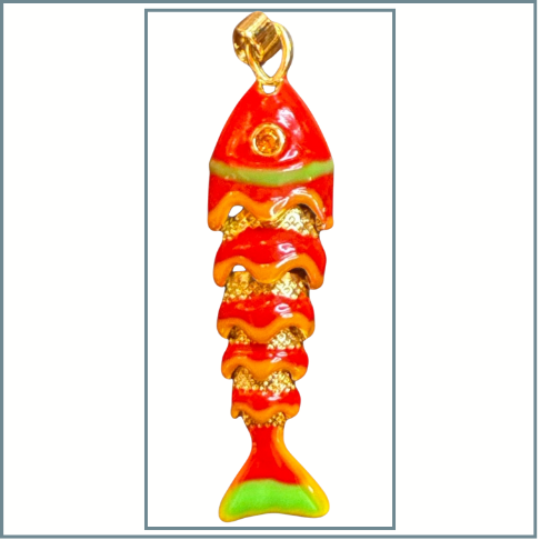 Red Articulated Fish Charm $20